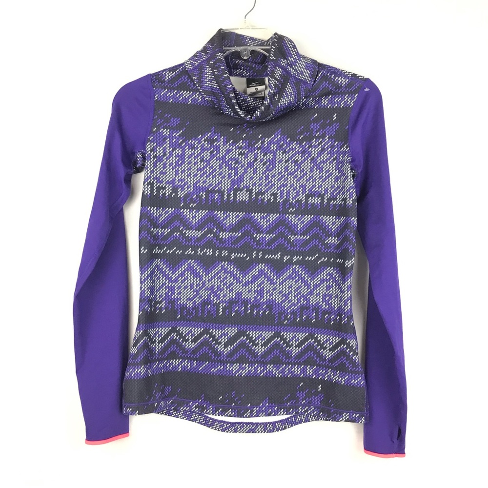 Nike Pro Dri Fit Women's Size M Mock Neck Long-sleeve Pullover Sweatshirt Purple